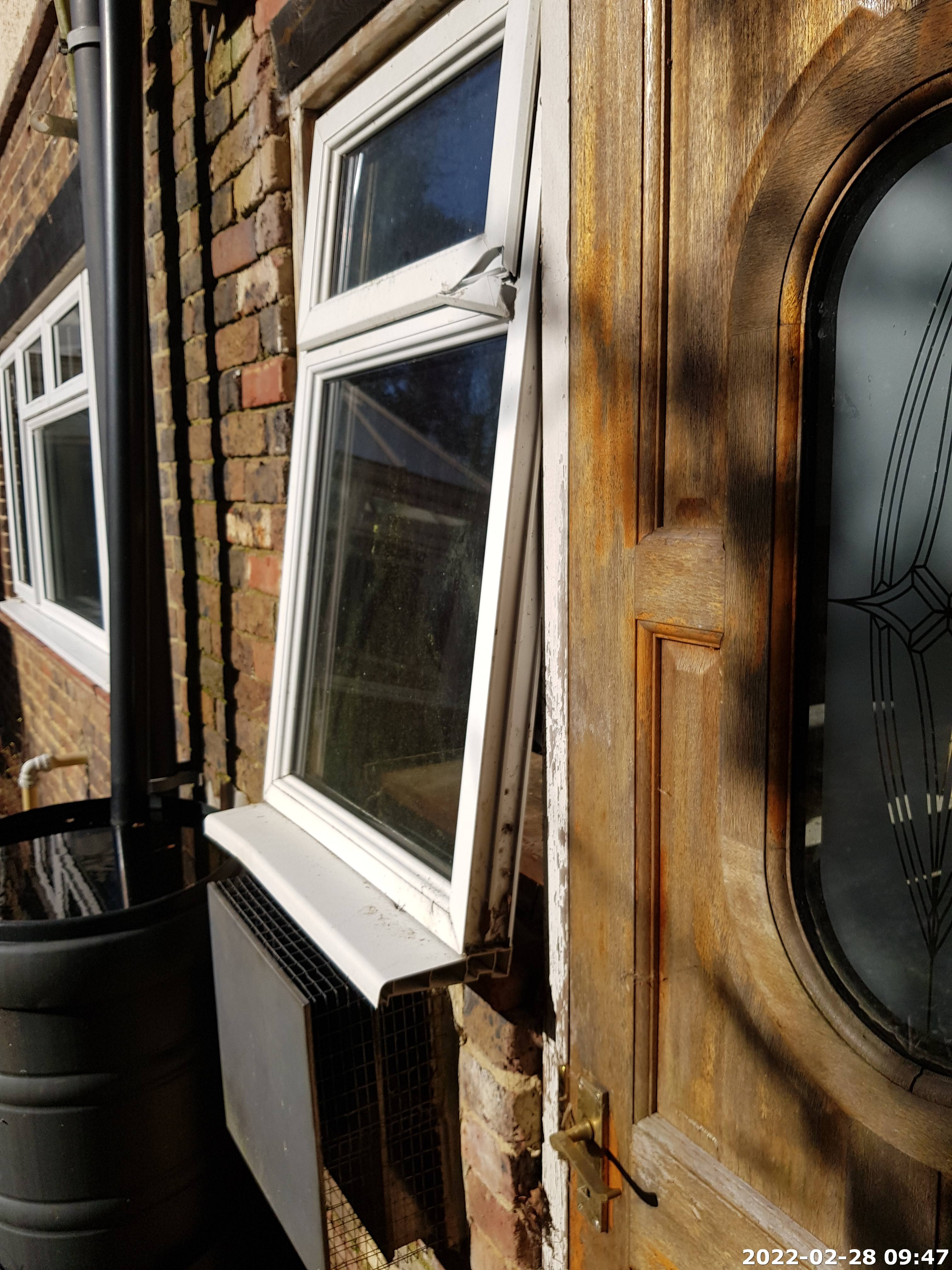 Entry gained through a window
